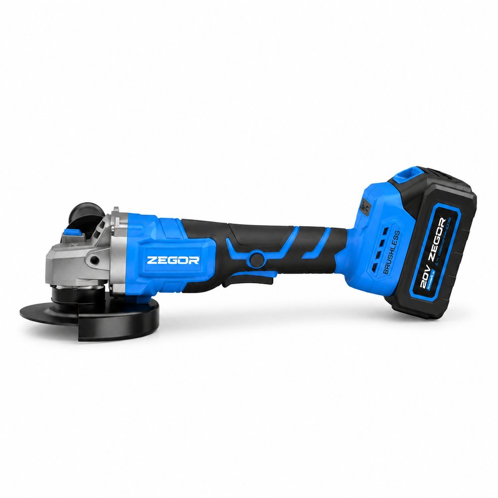 Акумуляторна болгарка Zegor AGF-21BL 125 мм 4 А·год 20 В акумуляторна болгарка з акумулятором, фото 1