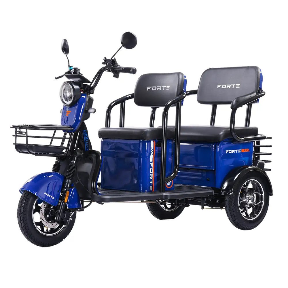 Трицикл акумуляторний FORTE TRANSIT-WN1072G, синiй (+Акумулятор 72V20ah 6 шт) триколісний електроскутер акумуляторний, фото 1